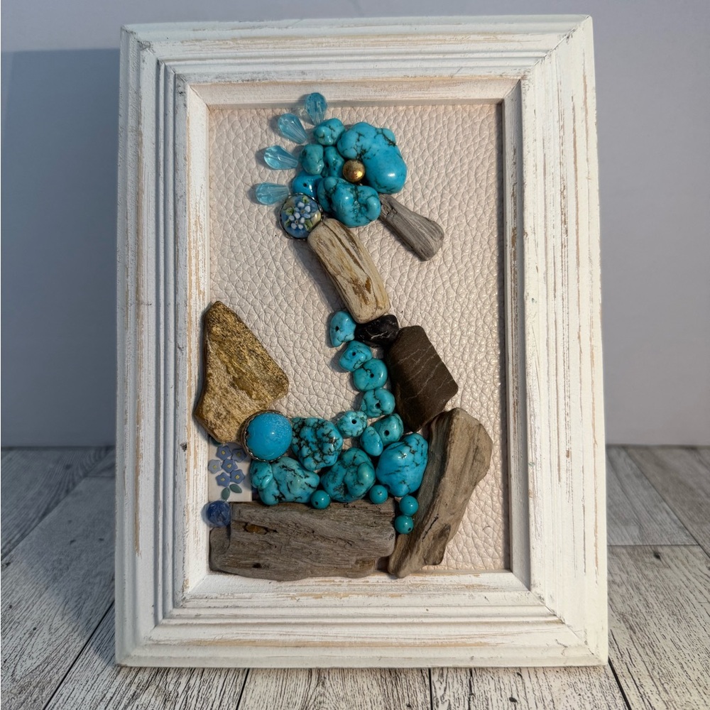 Swan Wall Decor Made W/ Rocks & Beads-Home Decor Pebble Art Housewarming Decor